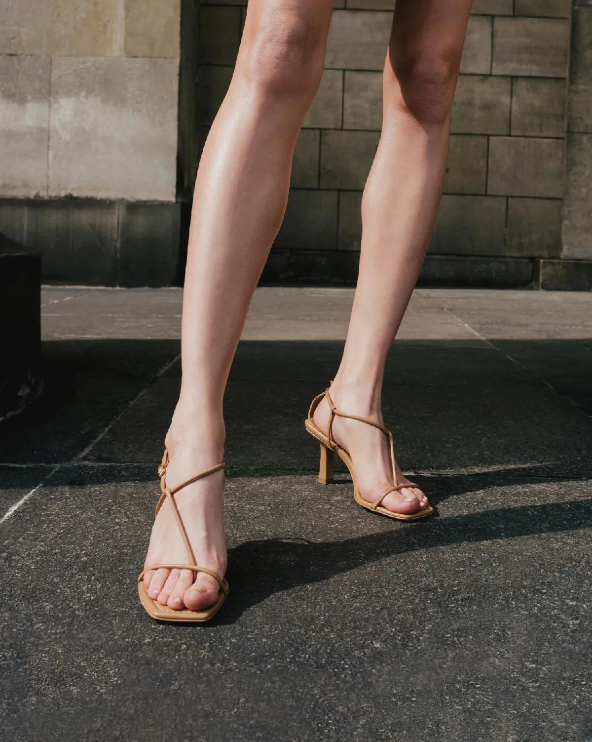 Minimal Strappy Nude Heeled Sandal