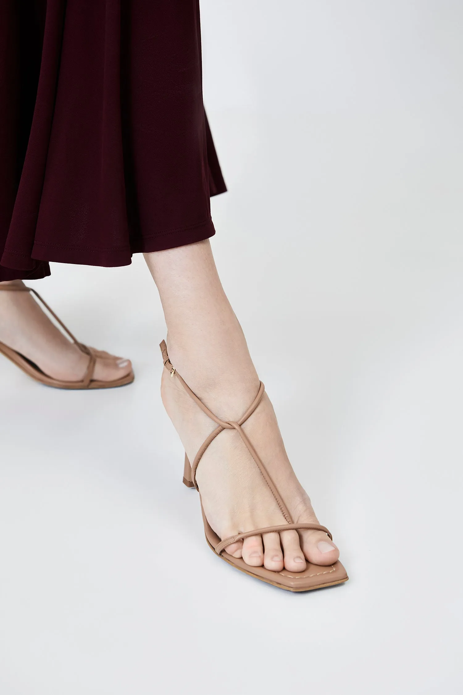 Minimal Strappy Nude Heeled Sandal