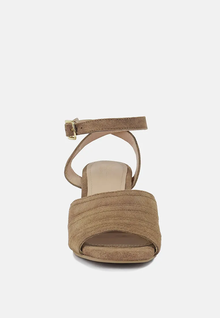 Mon-Beau Fine Suede Block Heeled Sandal By Ruw