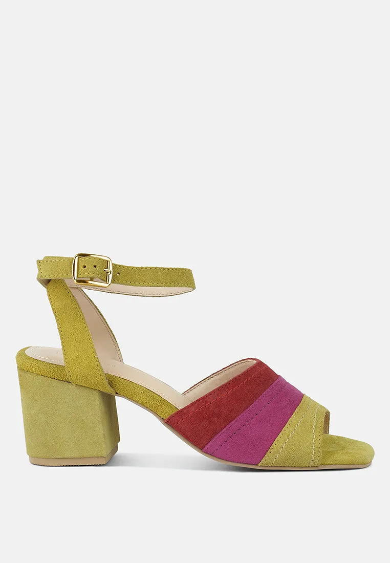 Mon-Beau Fine Suede Block Heeled Sandal By Ruw