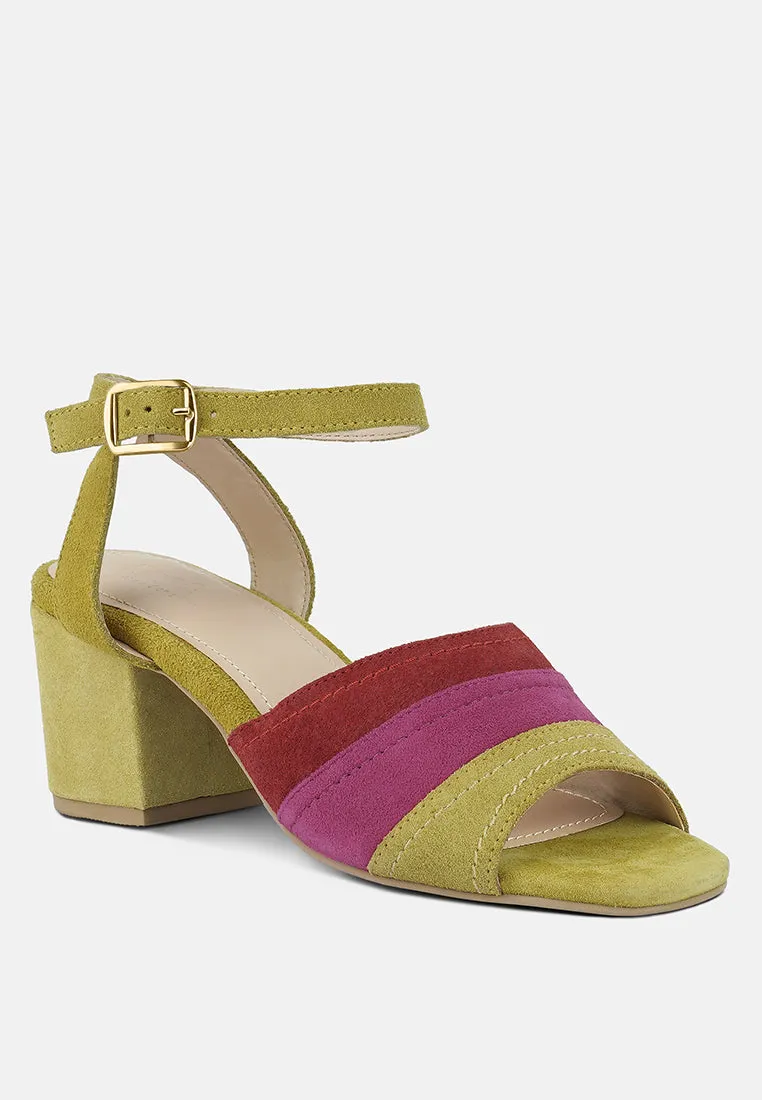 Mon-Beau Fine Suede Block Heeled Sandal By Ruw