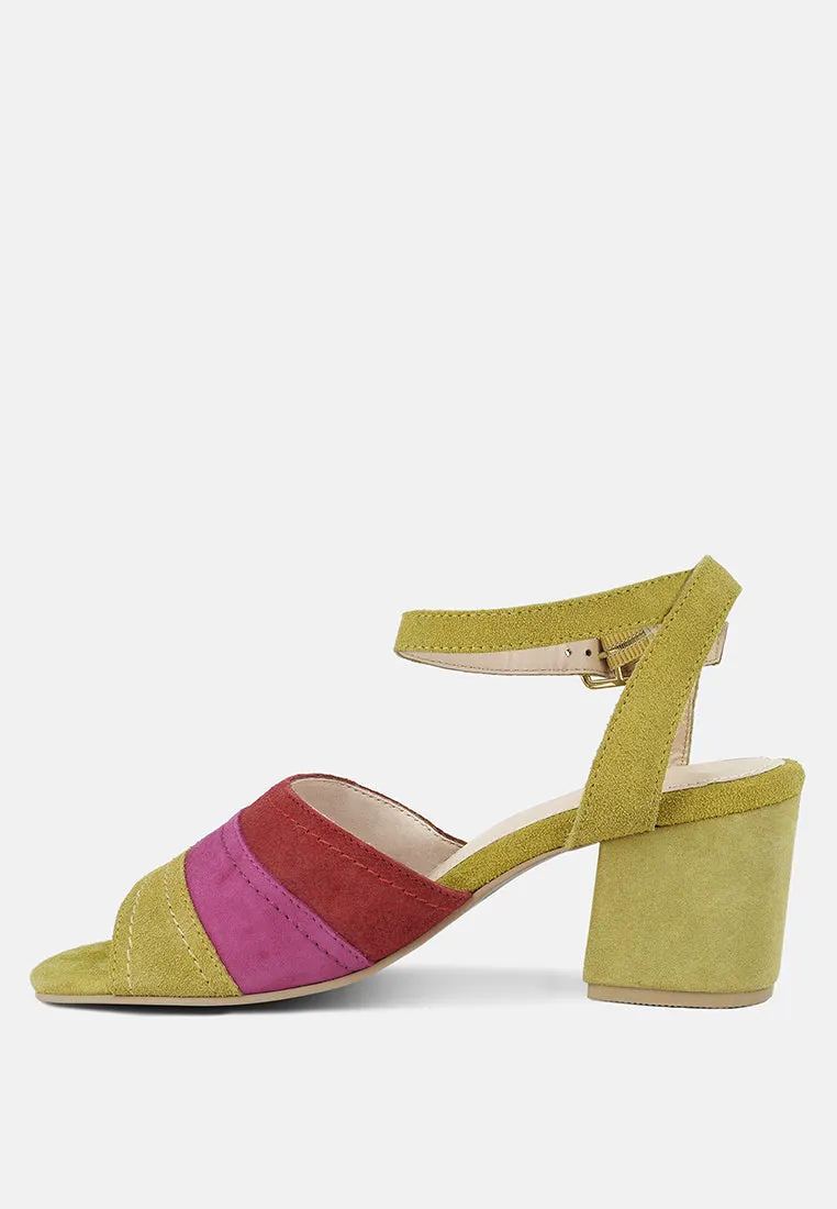 Mon-Beau Fine Suede Block Heeled Sandal By Ruw