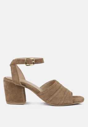 Mon-Beau Fine Suede Block Heeled Sandal By Ruw