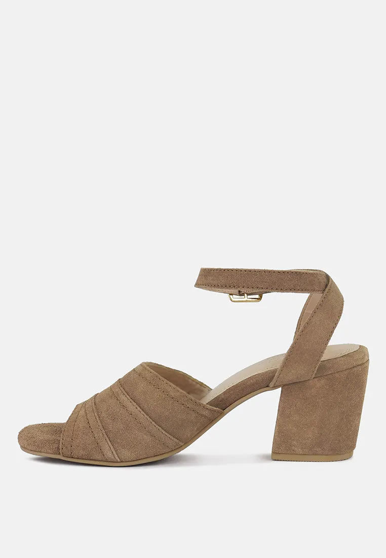 Mon-Beau Fine Suede Block Heeled Sandal By Ruw