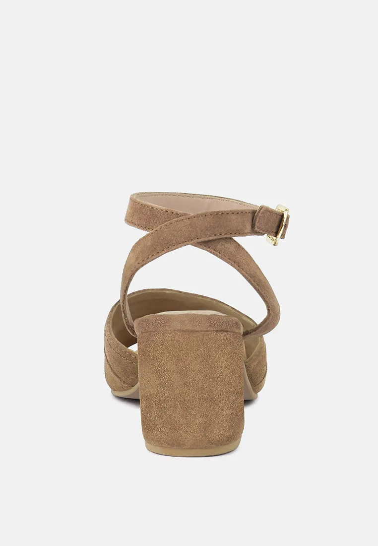 Mon-Beau Fine Suede Block Heeled Sandal By Ruw