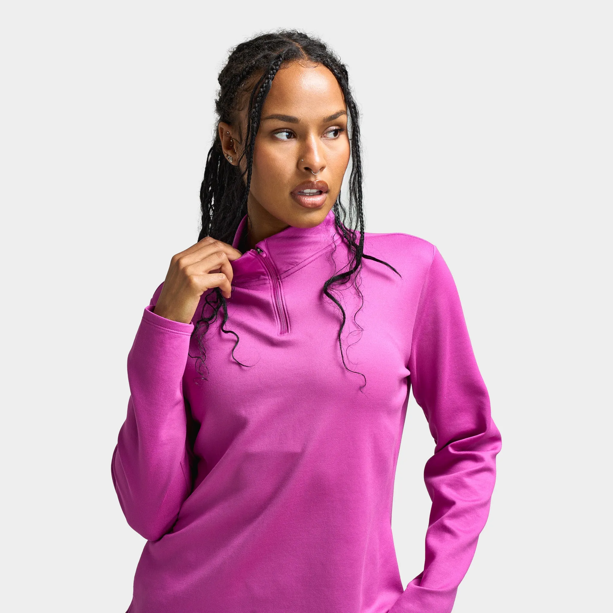 Nike Therma-FIT One Women's Long Sleeve Half Zip Top Hot Fuchsia / White