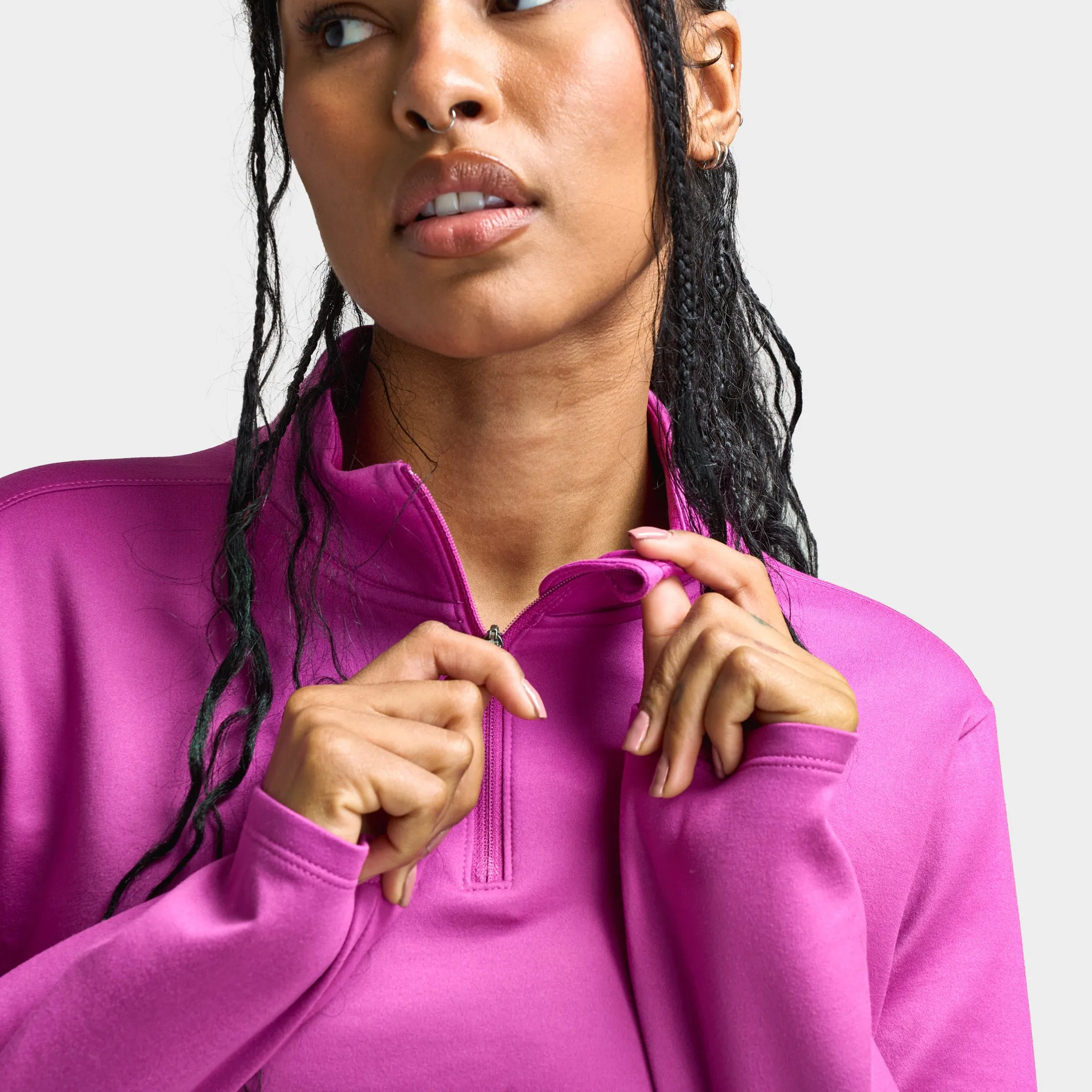 Nike Therma-FIT One Women's Long Sleeve Half Zip Top Hot Fuchsia / White