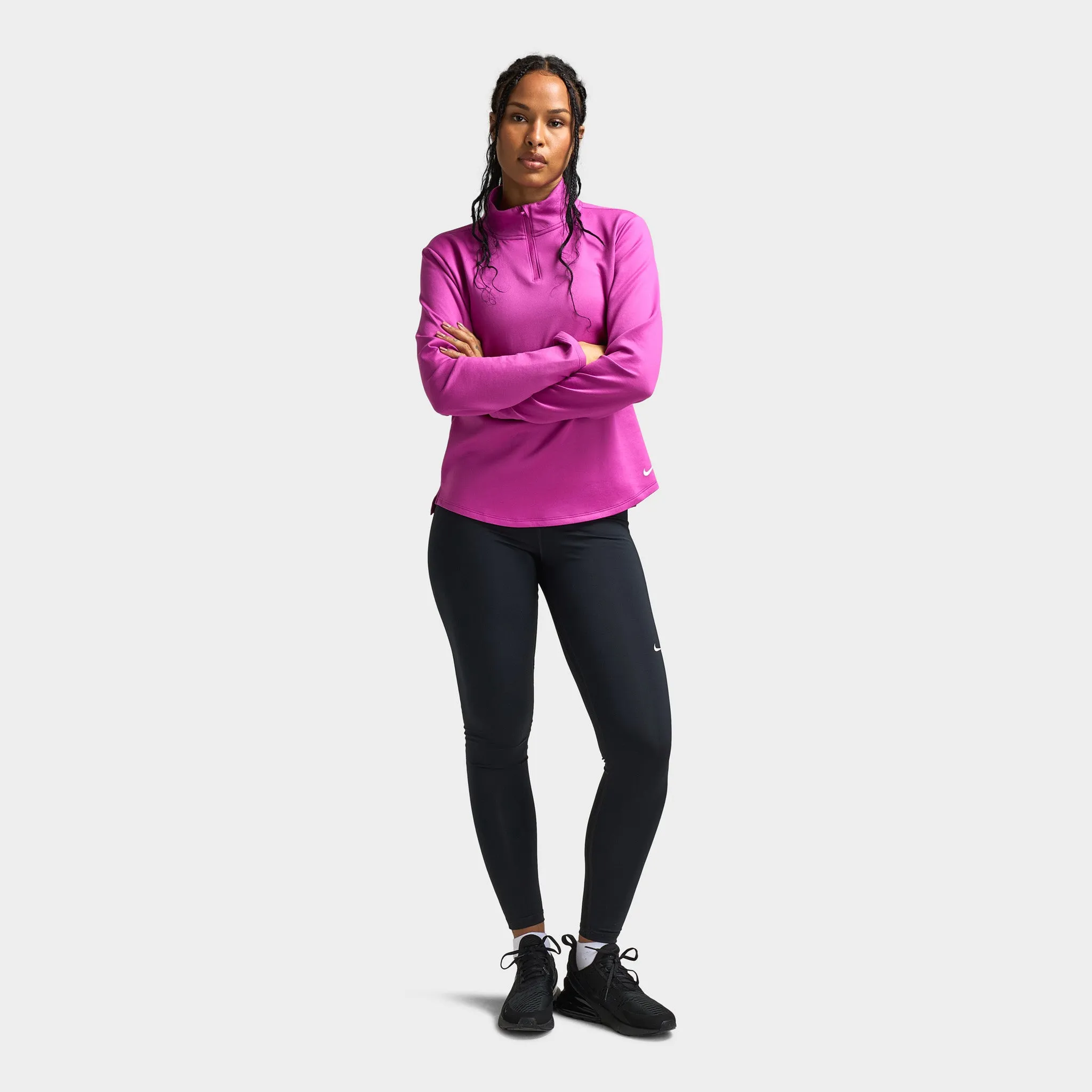 Nike Therma-FIT One Women's Long Sleeve Half Zip Top Hot Fuchsia / White