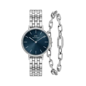 Petite Lumine Bezel 5-Link Arctic & Crystal Link Bracelet Silver