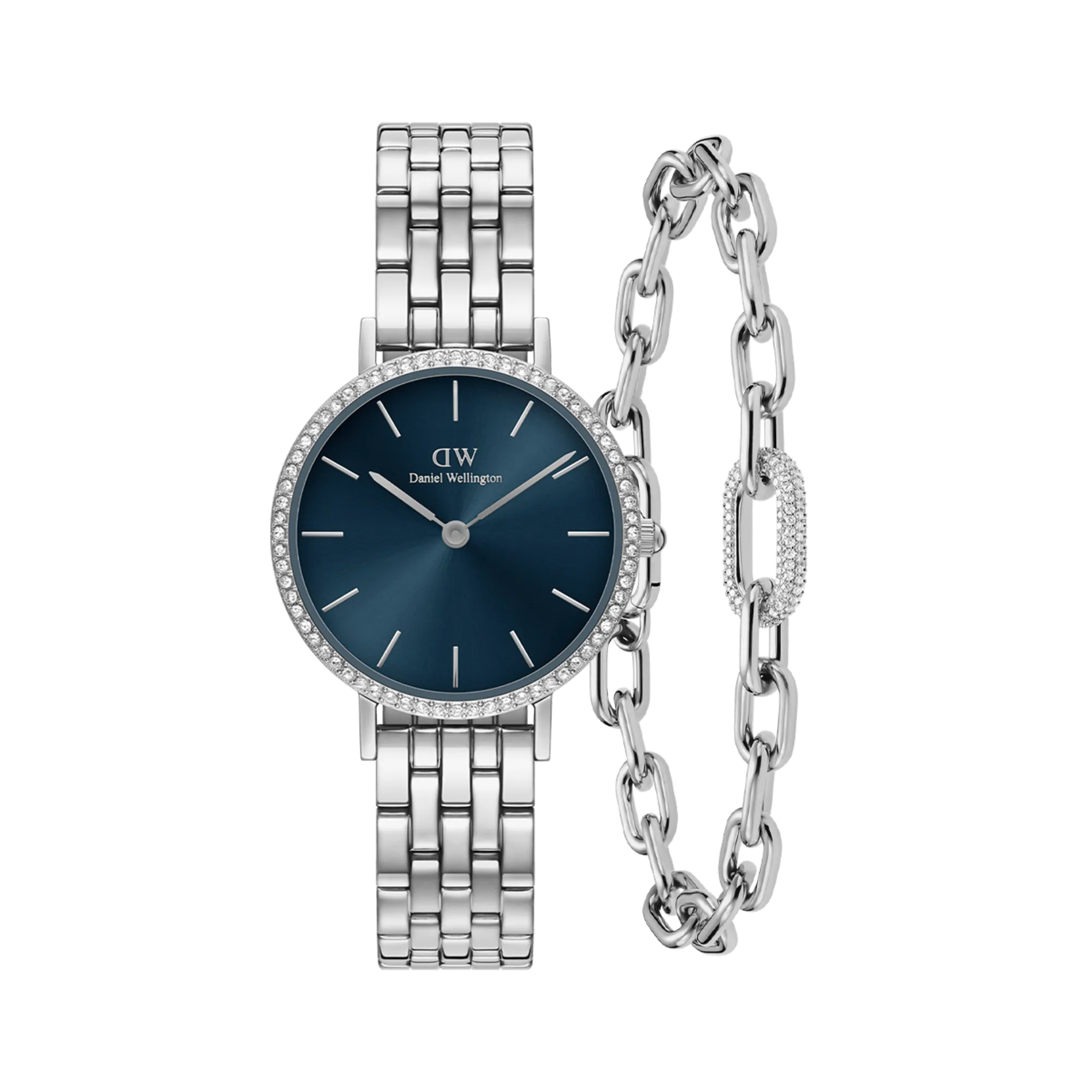 Petite Lumine Bezel 5-Link Arctic & Crystal Link Bracelet Silver