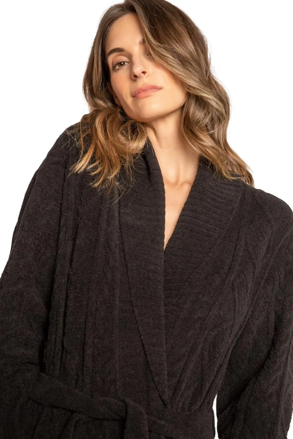 PJ Salvage Cable Knit Robe, Black (RKCKR)