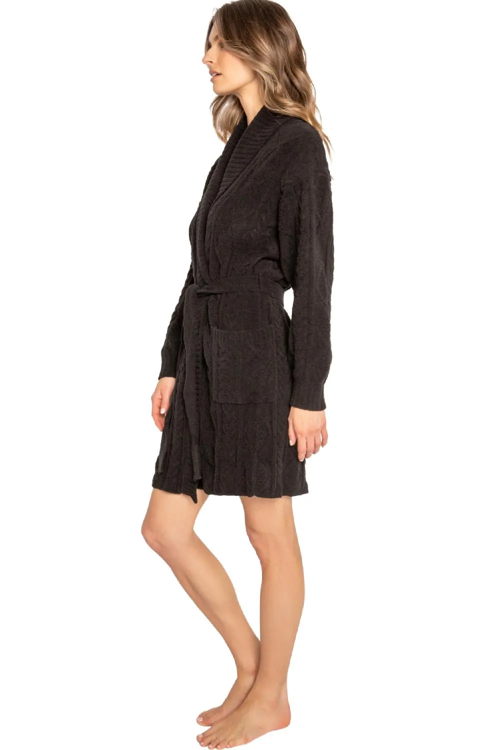 PJ Salvage Cable Knit Robe, Black (RKCKR)