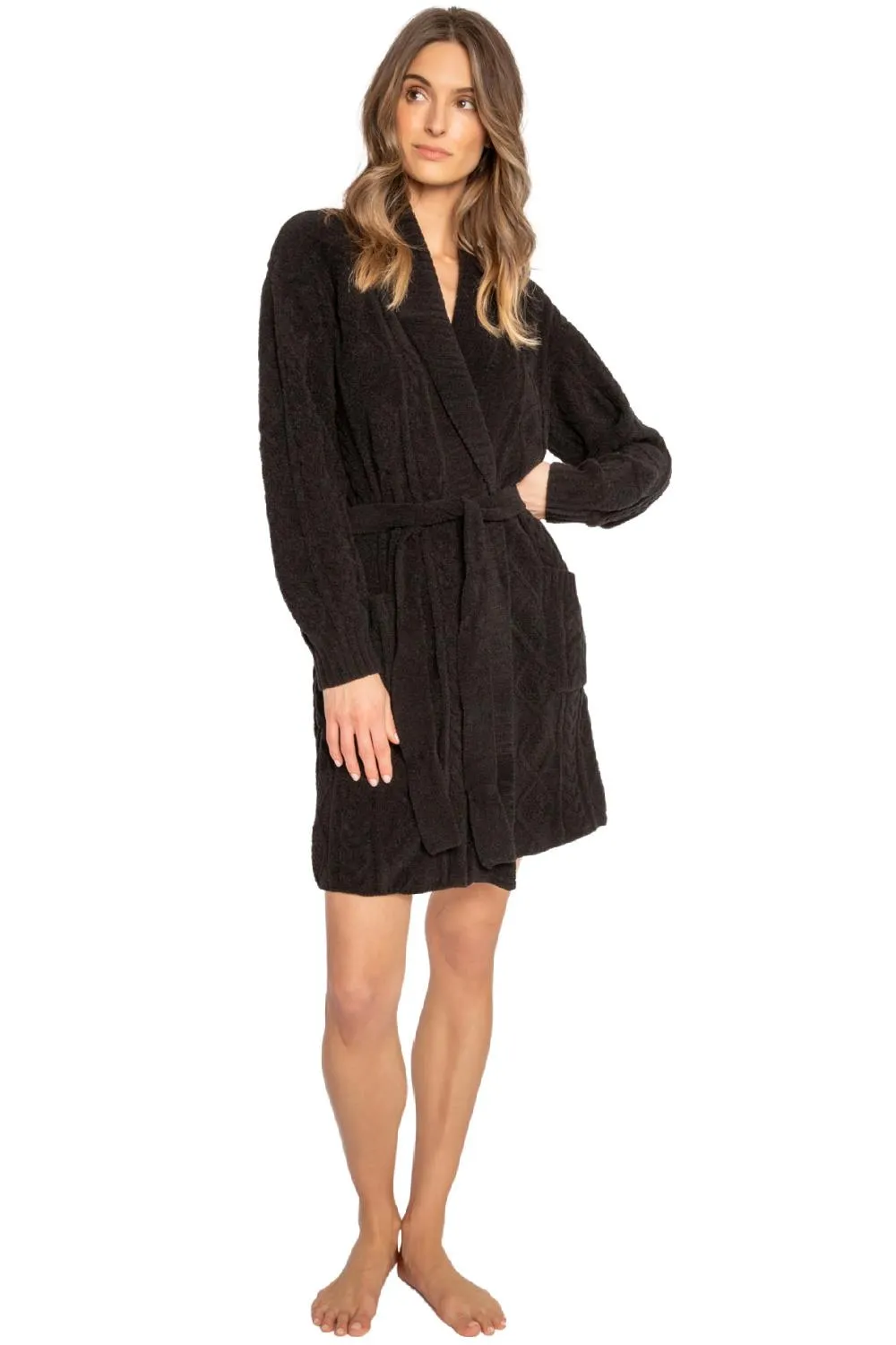 PJ Salvage Cable Knit Robe, Black (RKCKR)