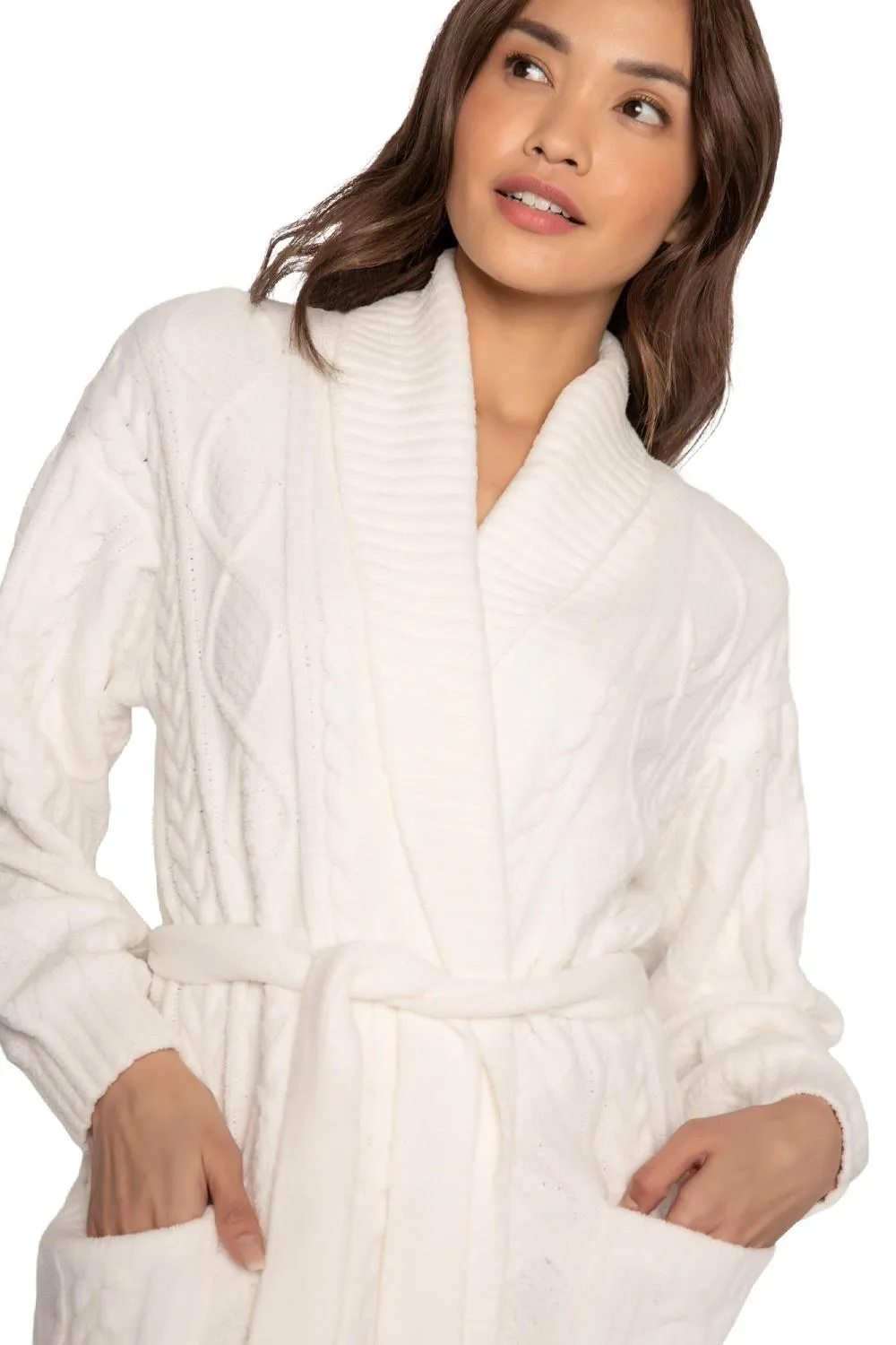 PJ Salvage Cable Knit Robe, Ivory (RKCK)