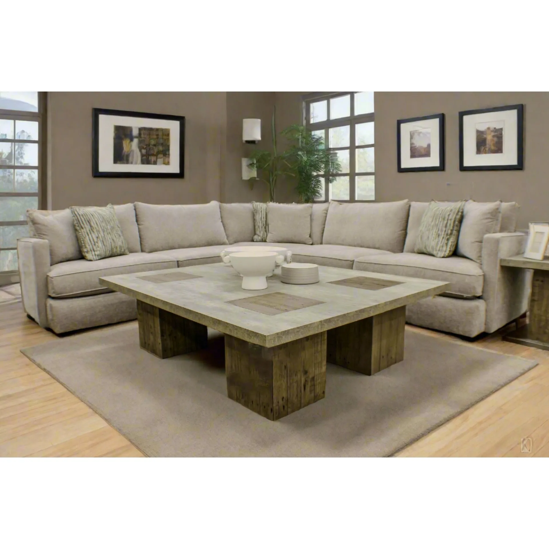 Pop Collection - Customizable 3-Pc Sectional Sofa (as shown in Pop Silver - 10 colors available)