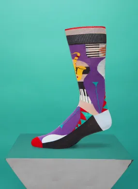 "Bourbon Street" Sock in Navy/Fuchsia