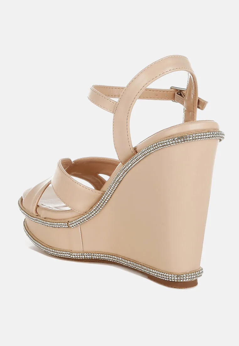 Regina Rhinestones Embellished Wedge Sandals