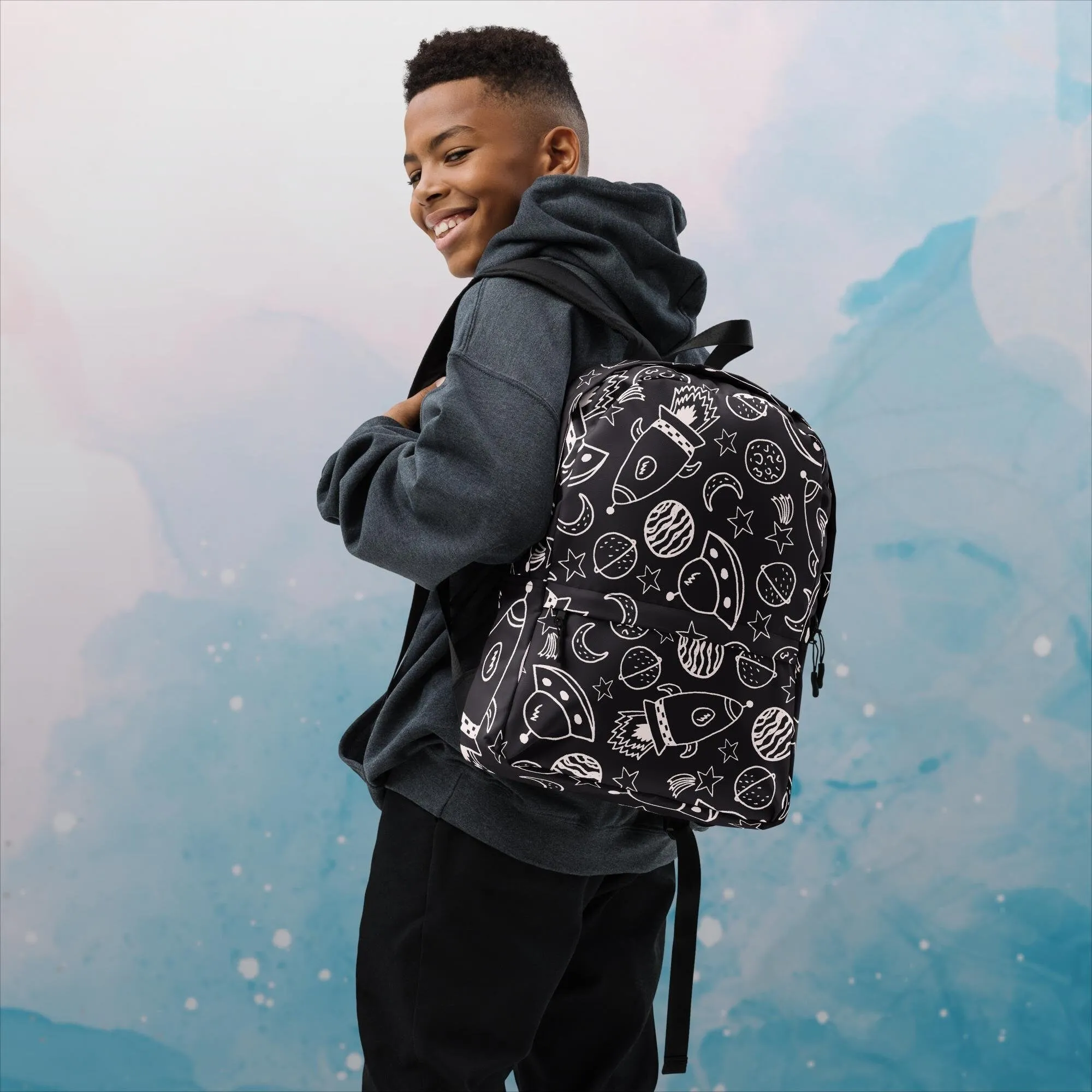 Rocket Ships and Planets Printed Backpack