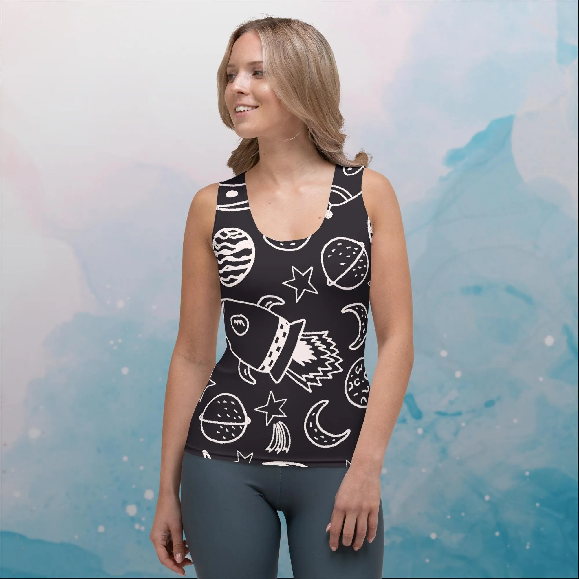 Rockets and Planets Printed Sublimation Tank Top