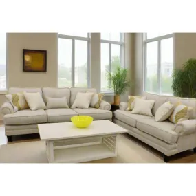 Rolled Arm Tweed Sofa   Love Seat 2-Pc Set with Performance Fabric