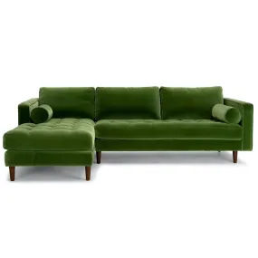 Roma Sectional Sofa in Green Velvet 104”