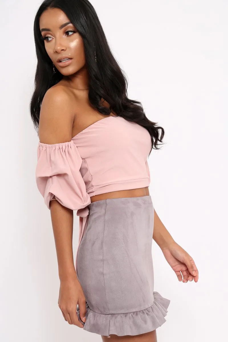 Rose Crop Top With Ruffle Sleeves - Fenix