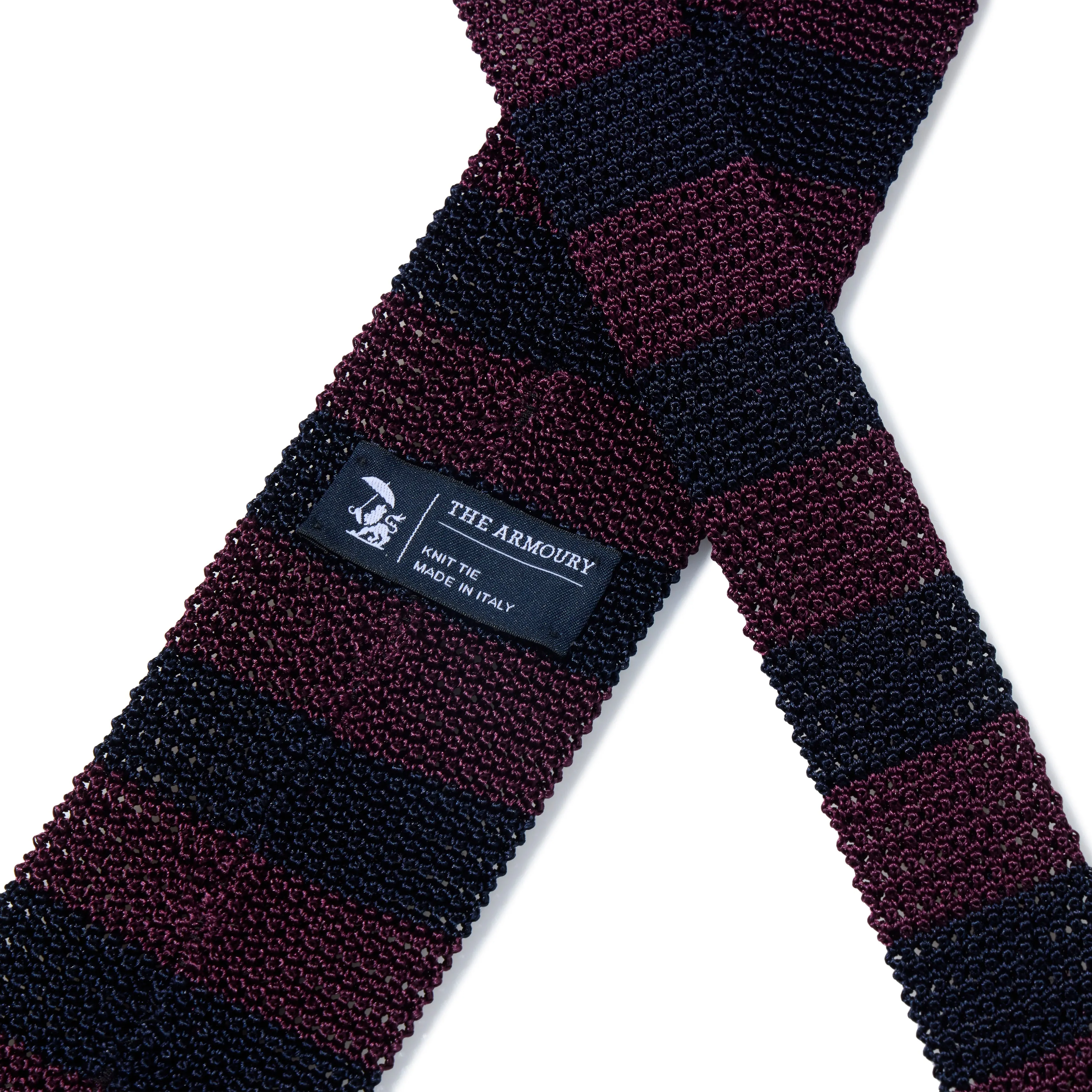 Silk Stripe Flat-End Knit Tie