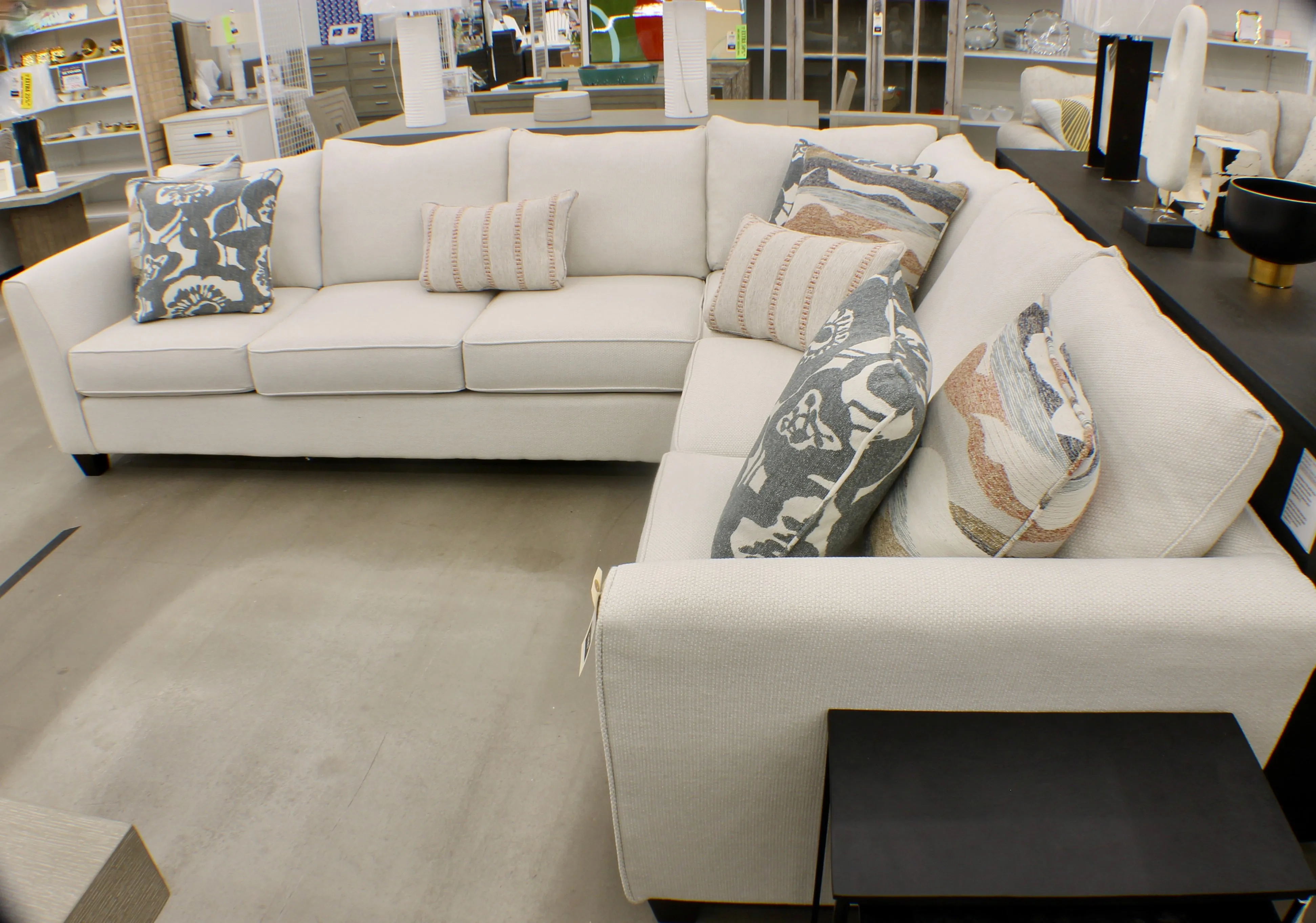 Slice Stone Salt Sectional with Performance Fabric