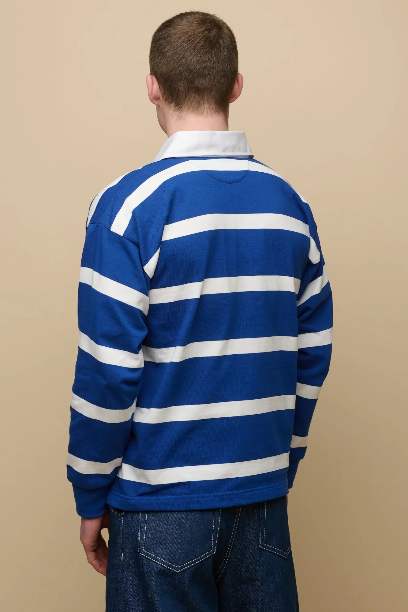 Stripe Logo Rugby Shirt - Blue/White/Yellow