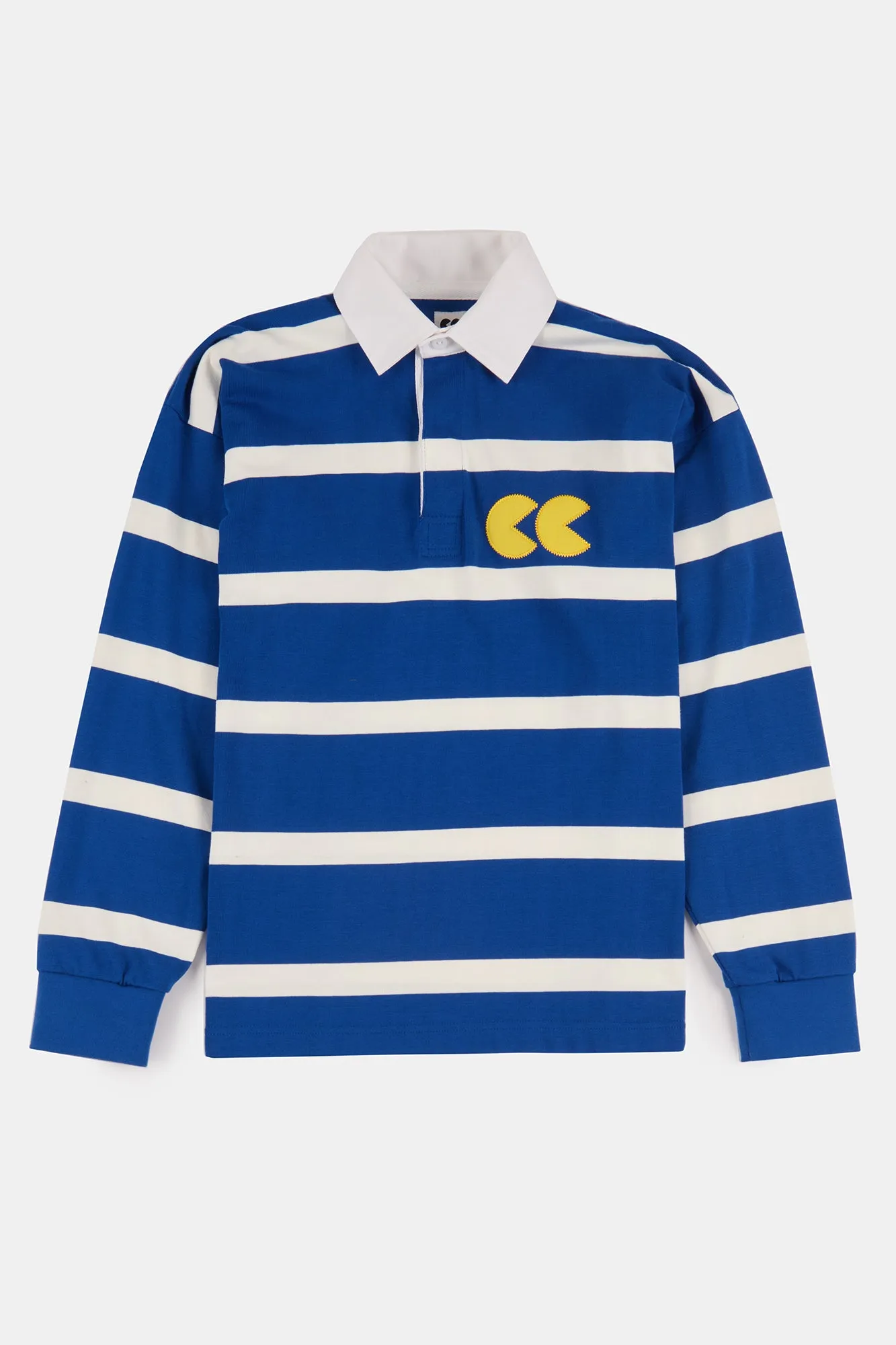 Stripe Logo Rugby Shirt - Blue/White/Yellow