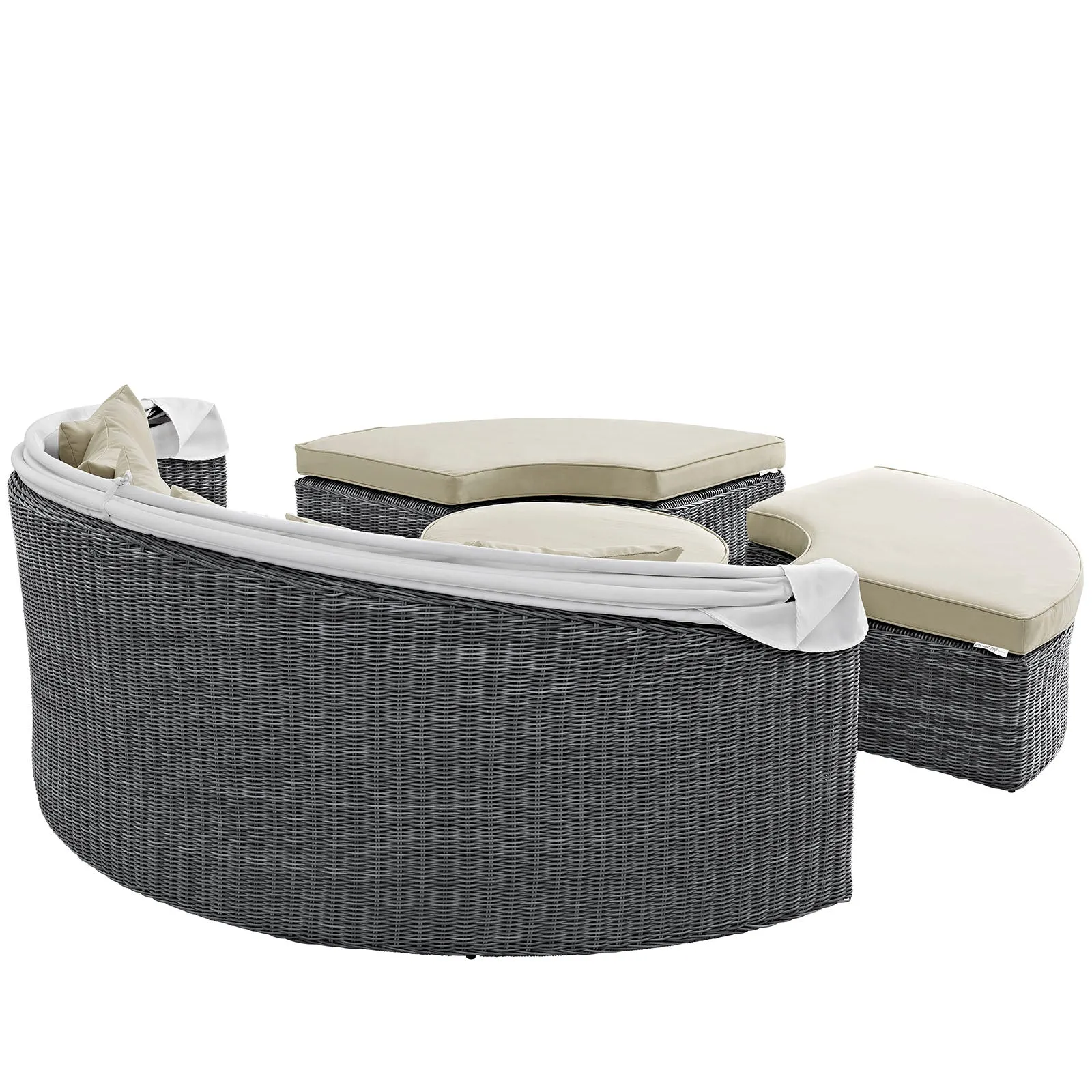 Summon Canopy Outdoor Patio Sunbrella Daybed in Canvas