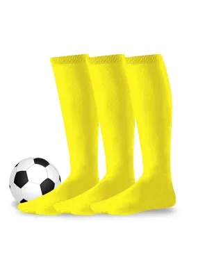 TeeHee Socks Unisex Soccer Acrylic Over The Knee High Yellow 3-Pack (50081)