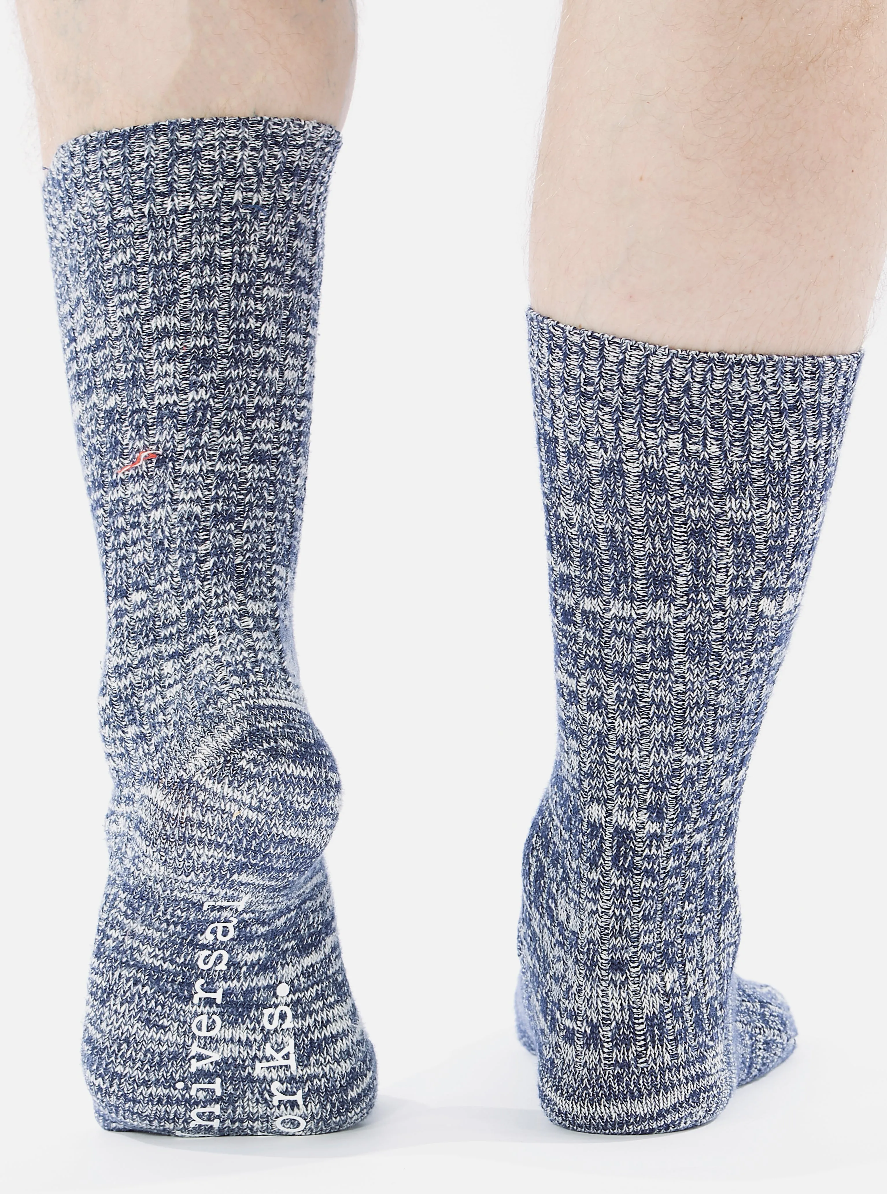 Universal Works Slub Sock in Navy Slub Knit