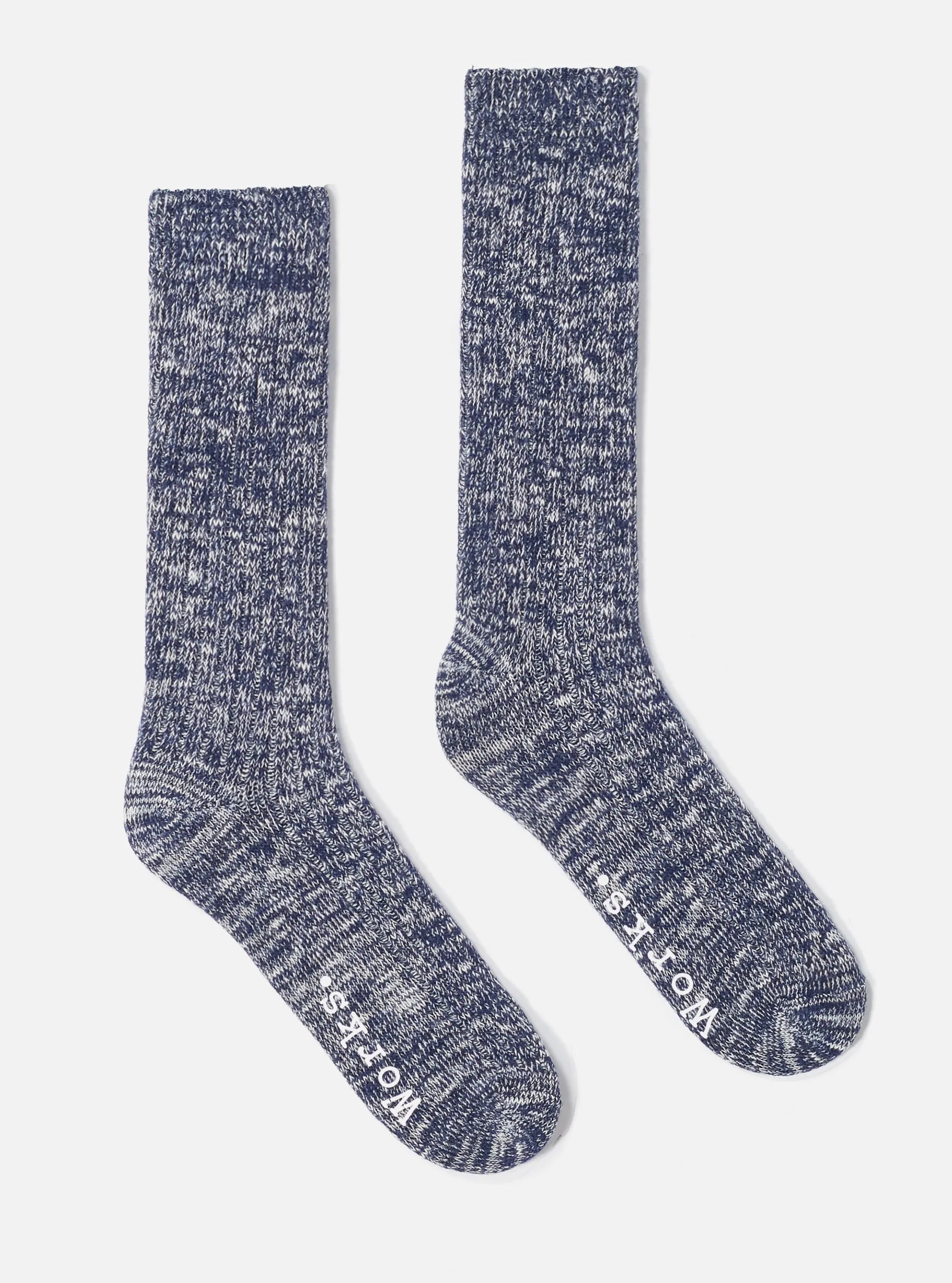 Universal Works Slub Sock in Navy Slub Knit