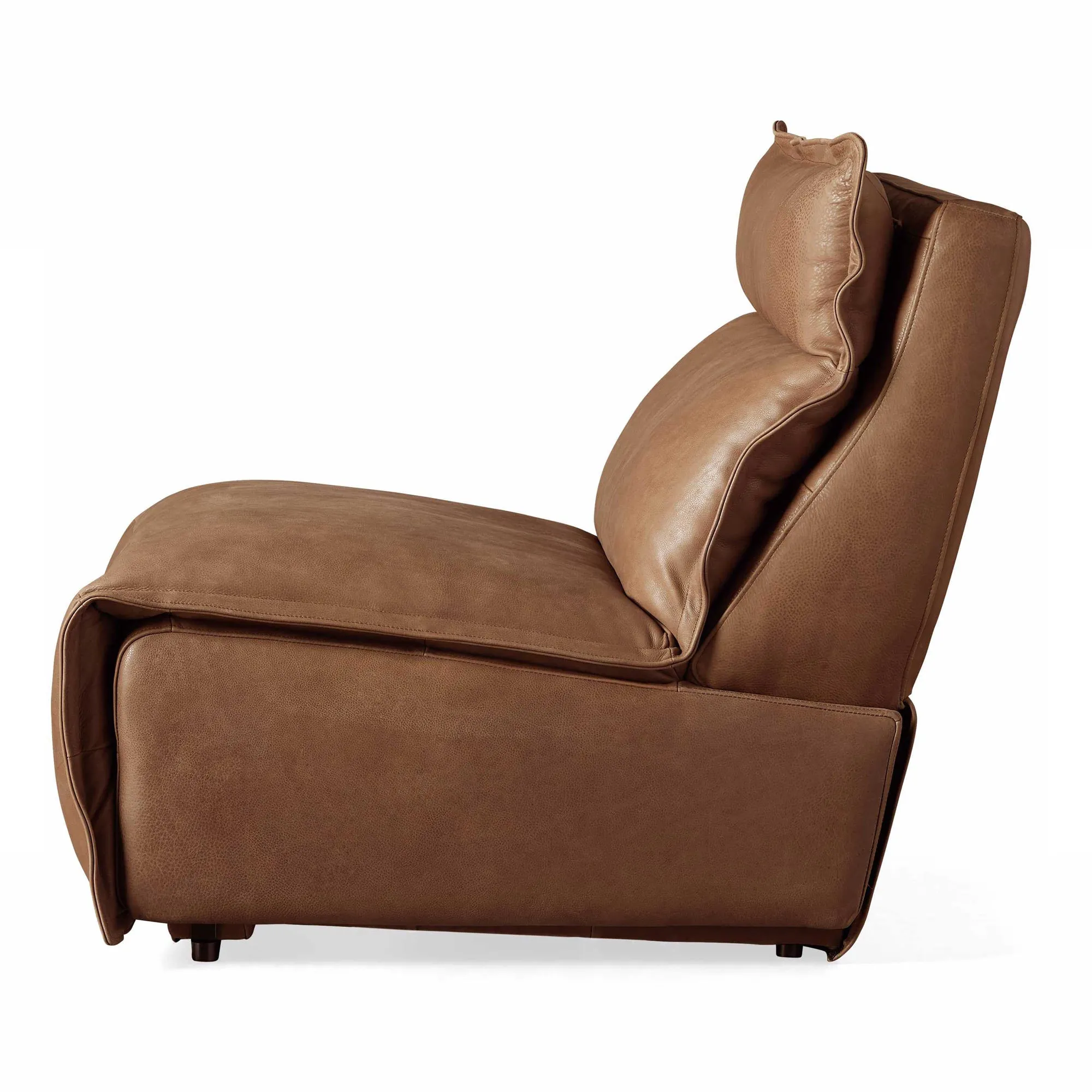 Vancouver Leather Armless Chair Modular Sofa in Rowland Brown No Motion