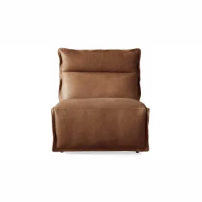 Vancouver Leather Armless Chair Modular Sofa in Rowland Brown No Motion