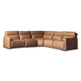 Vancouver Leather Sectional Sofa Five Pieces Brown, 2 Two Corner Pieces Motion and 3 No Motion