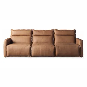 Vancouver Leather Three Piece Motion Modular Sofa Brown