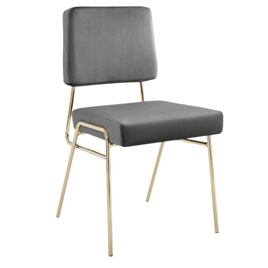 Velvet Vogue Steel Gold Frame Restaurant Dining Side Chair