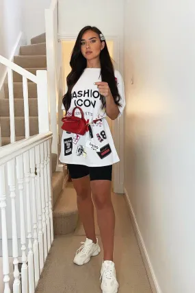 White Fashion Icon Slogan Print T-Shirt - Raeonna