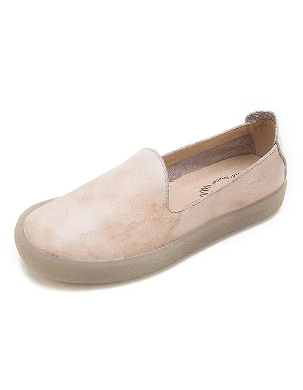 Womens Simple Slip-on Leather Sneakers